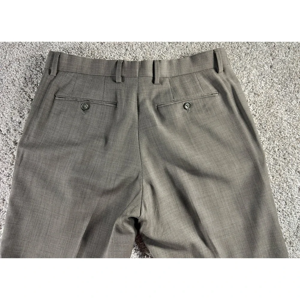Men's Banana Republic Classic Fit Brown Wool Micro Check Dress Pants 33x32